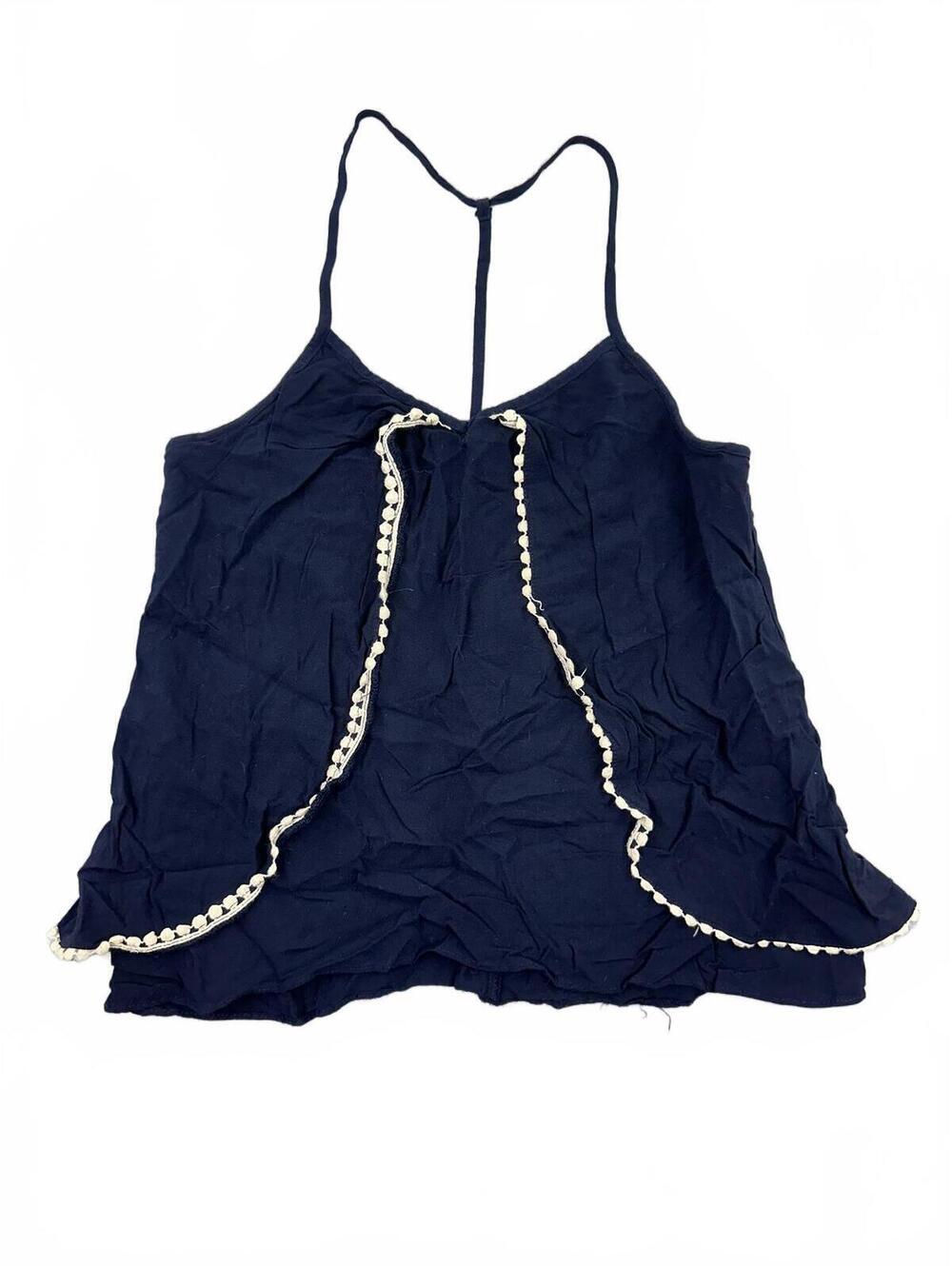 Maurice's Navy Y2K Fairycore Rayon Flutter Hem Cami Tank Top - Picture 2 of 6